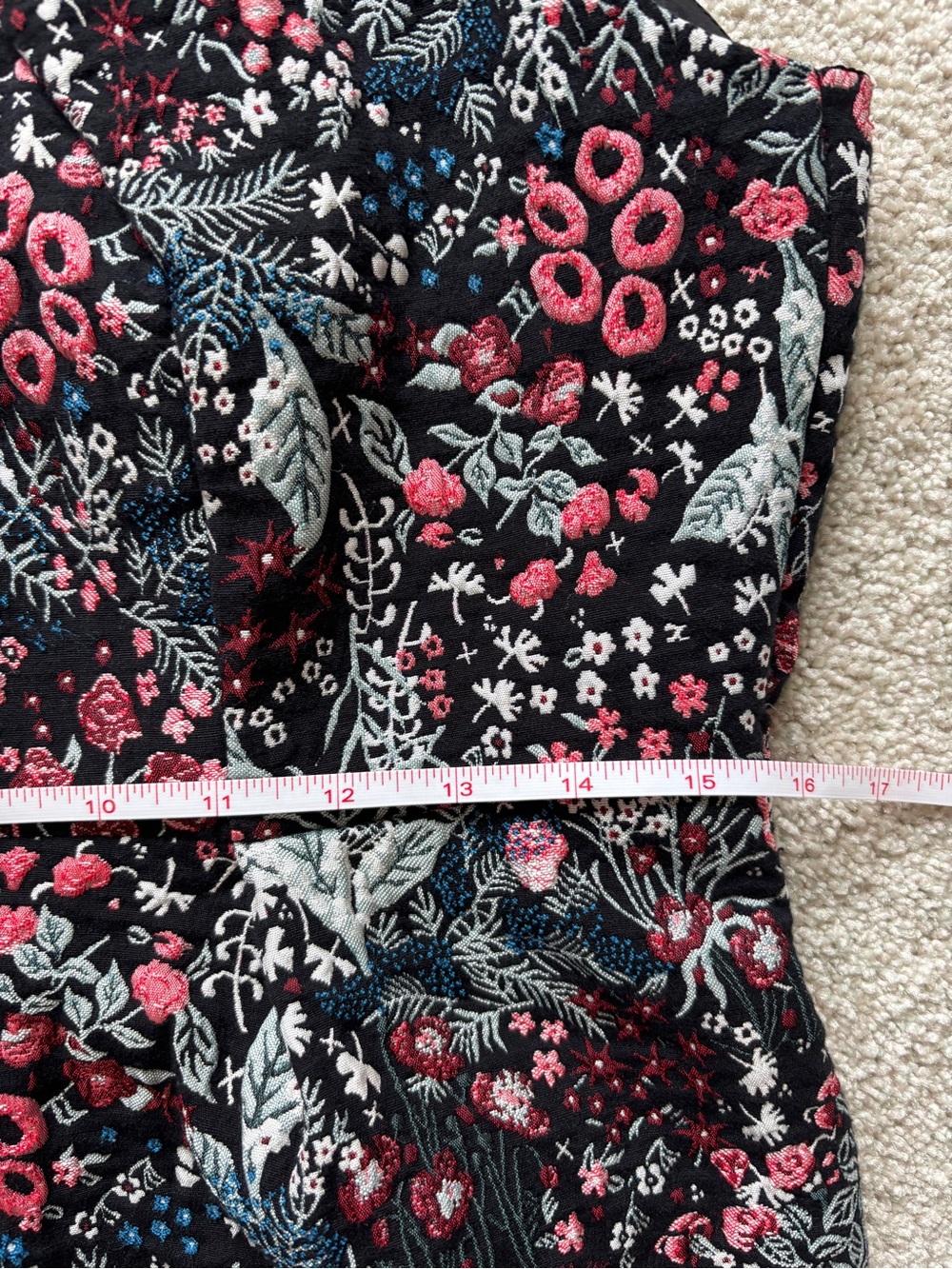 H&M Black Mini Dress with Pink & Blue Floral Jacquard - Picture 7 of 9